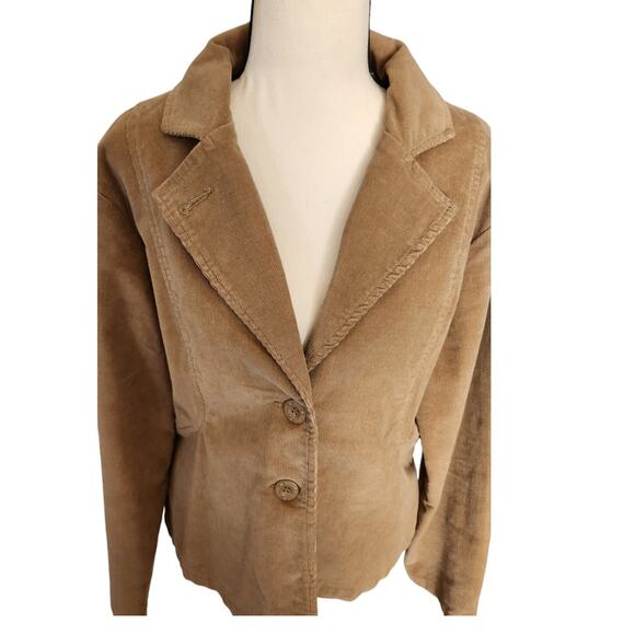 90s Vintage Bill Blass Jeanswear Brown Corduroy 2 Button Cropped Jacket Sz Large - Picture 1 of 6